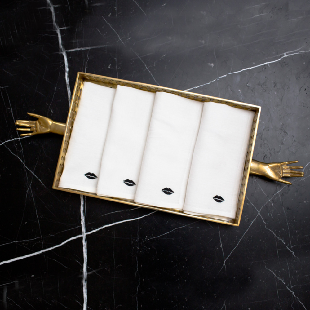 KISS DINNER NAPKINS - BLACK