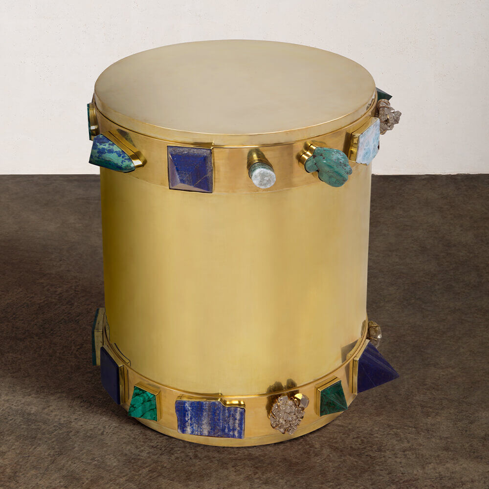 SUPERLUXE BEJEWELED BANDED STOOL