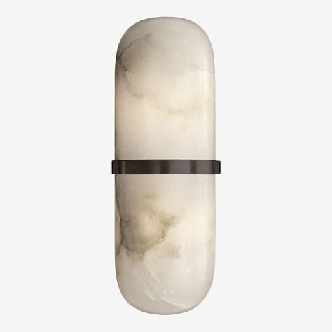 MELANGE PILL FORM SCONCE - BRONZE w/ ALABASTER