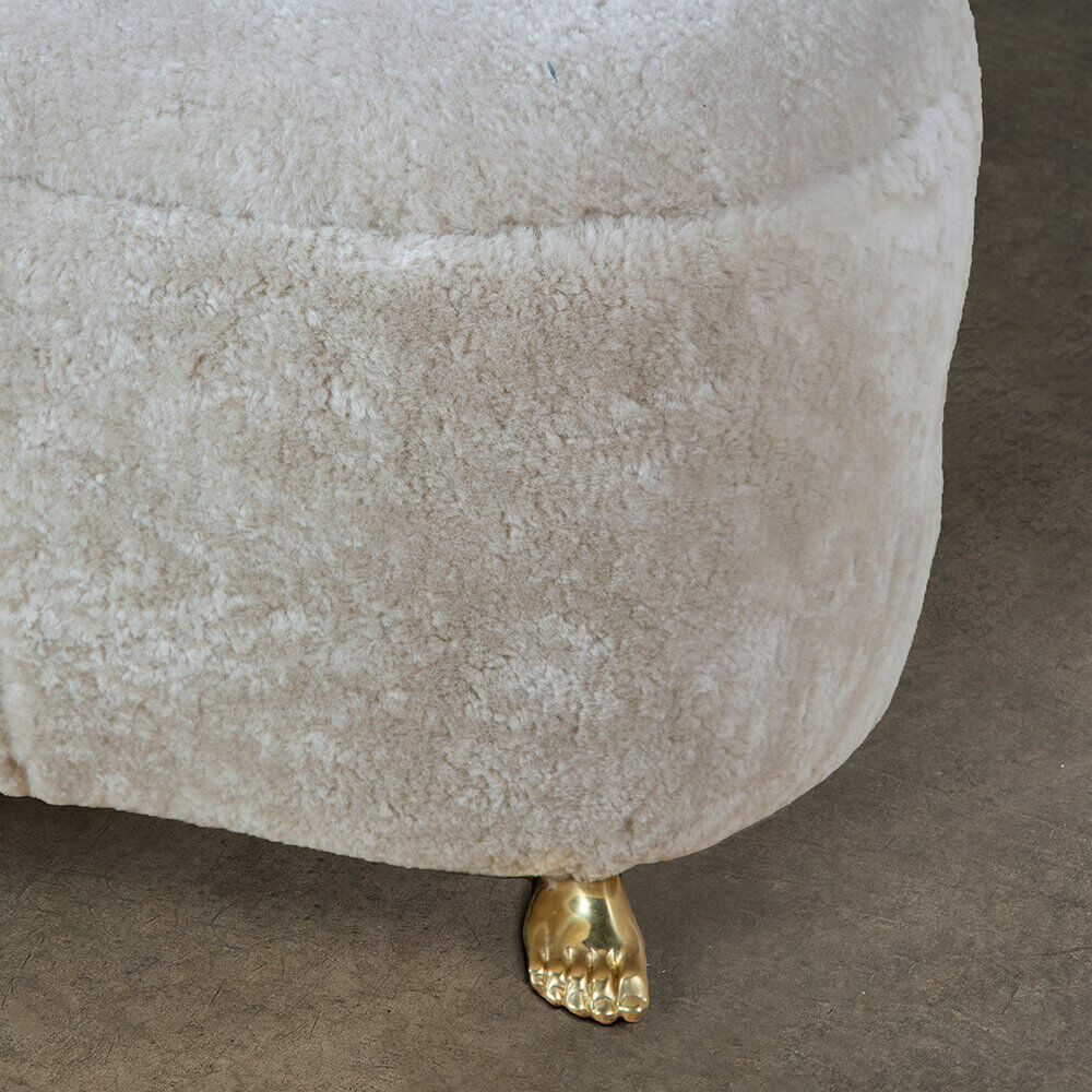 FOOT BENCH - BEIGE SHEARLING