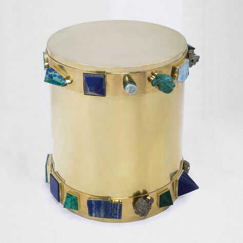 SUPERLUXE BEJEWELED BANDED STOOL
