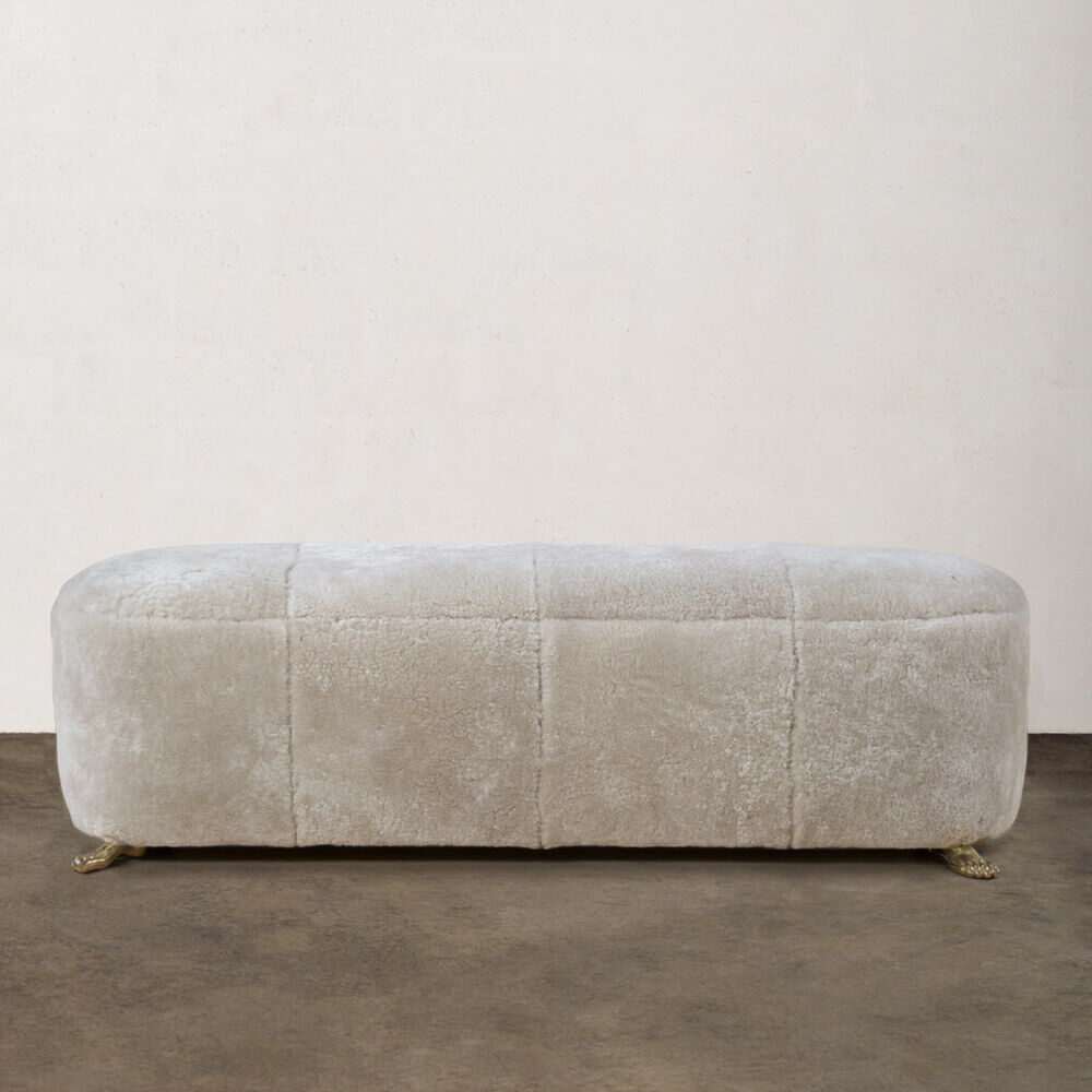 FOOT BENCH - BEIGE SHEARLING