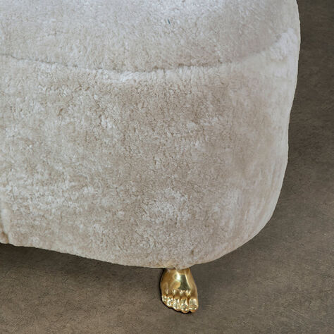FOOT BENCH - BEIGE SHEARLING