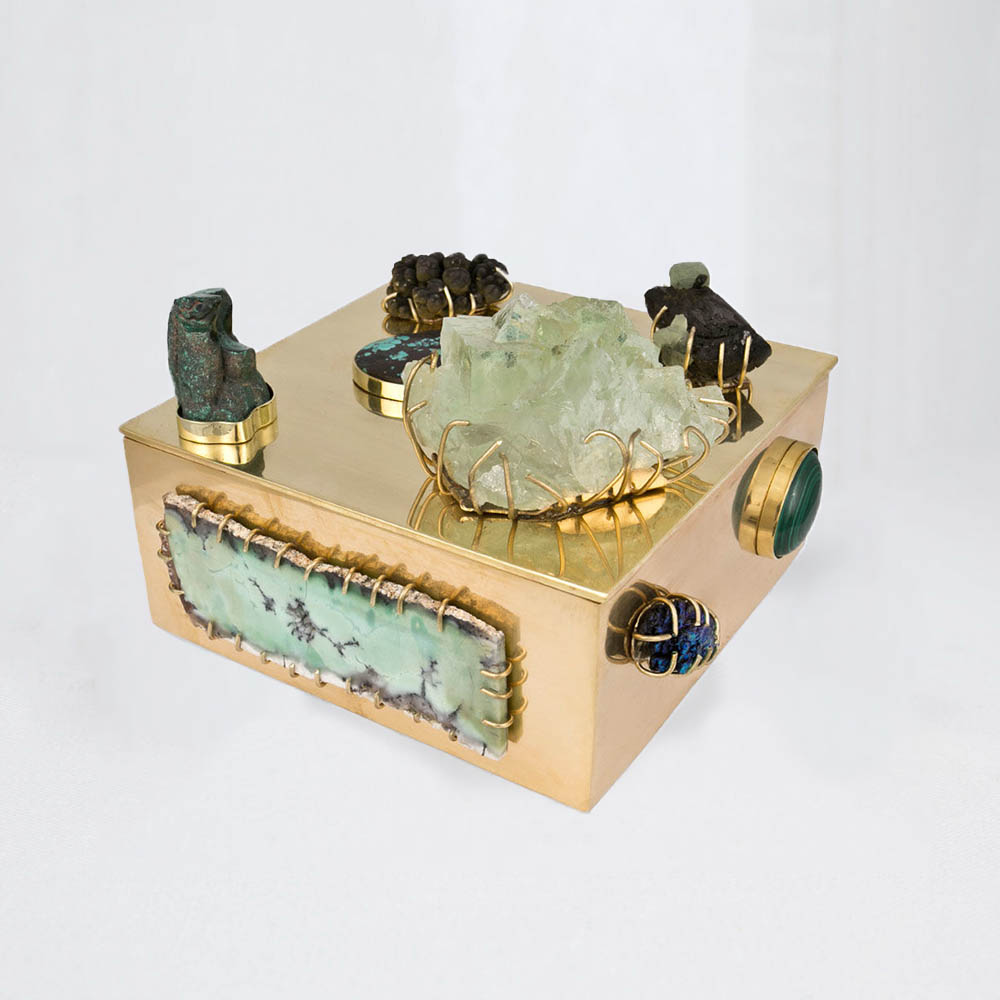 Aquamarine & Black Kyanite Bauble Box by Kelly Wearstler Aquamarine & Black Kyanite Bauble Box by Kelly Wearstler