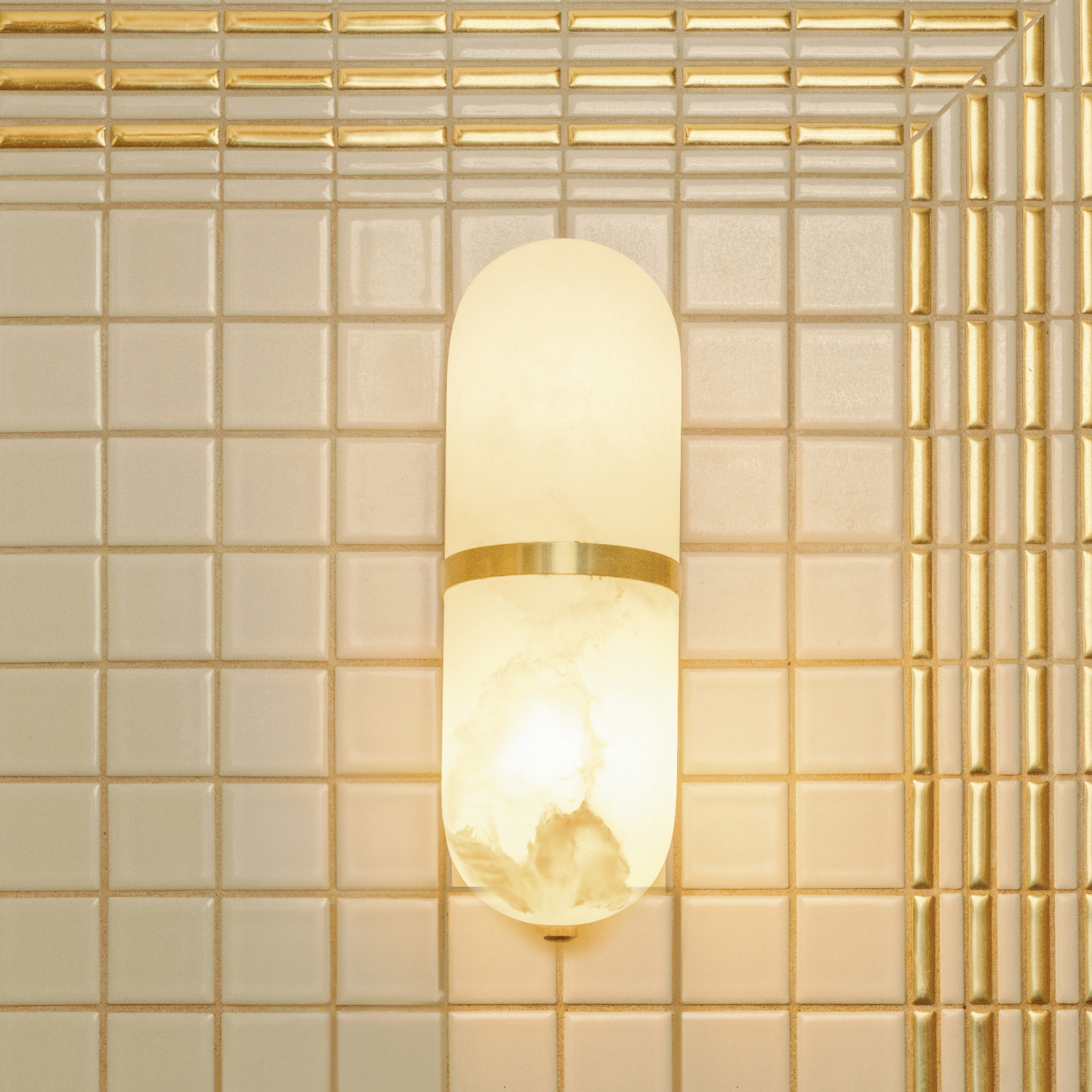 MELANGE PILL FORM SCONCE - BRASS w/ ALABASTER