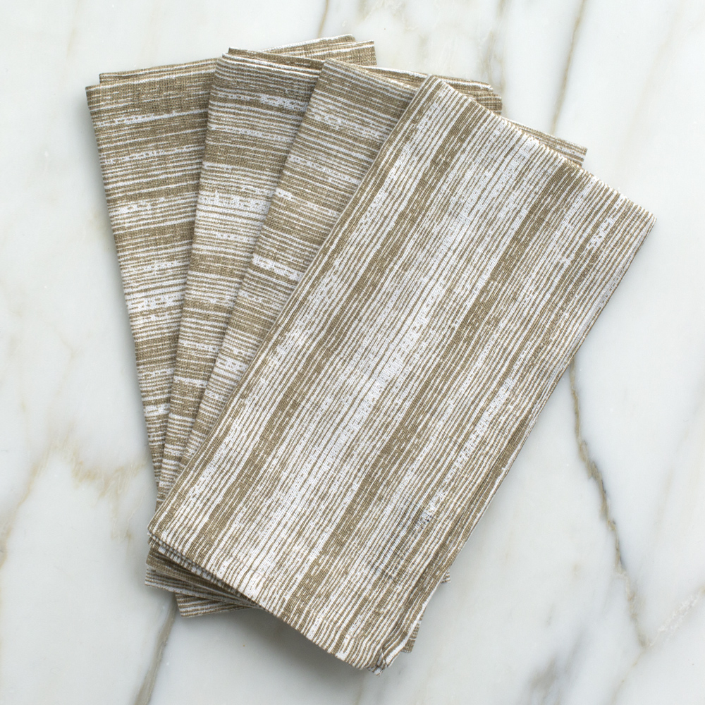 STRIATED DINNER NAPKINS - BEIGE image number 0