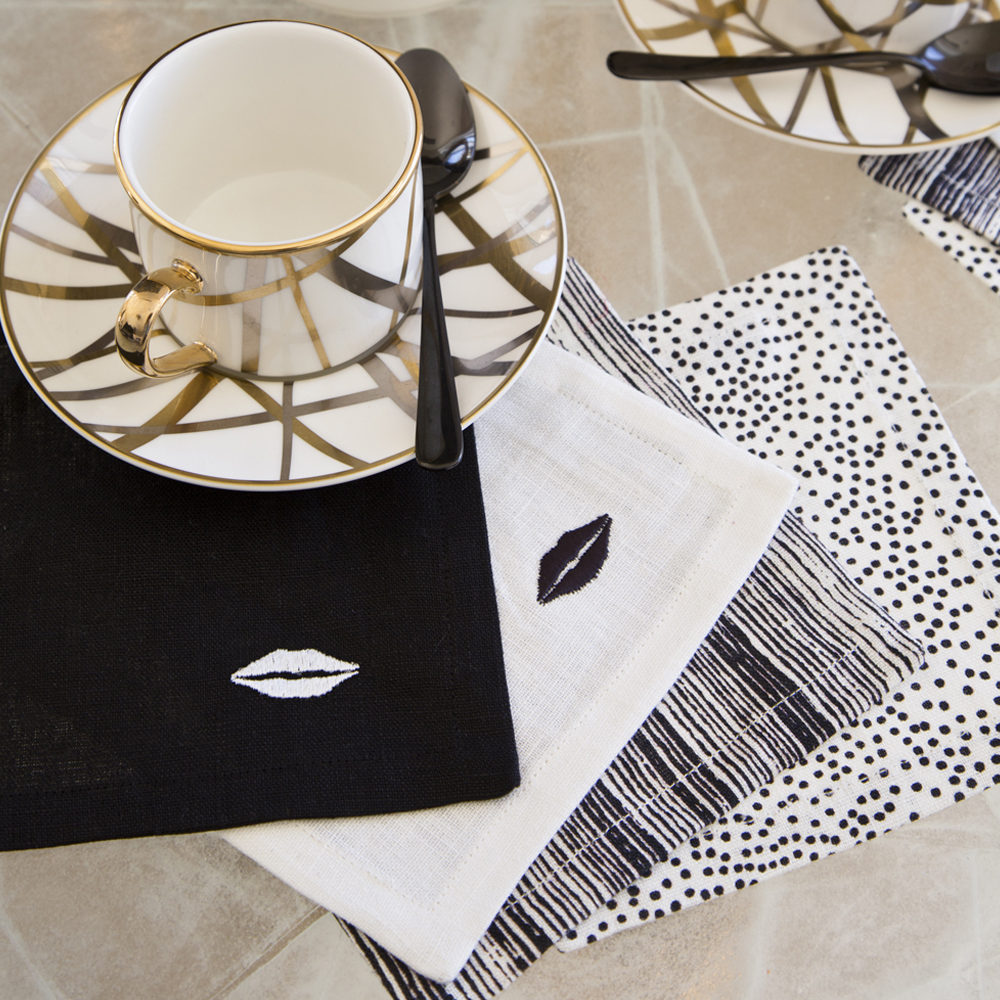 STRIATED DINNER NAPKINS - BEIGE
