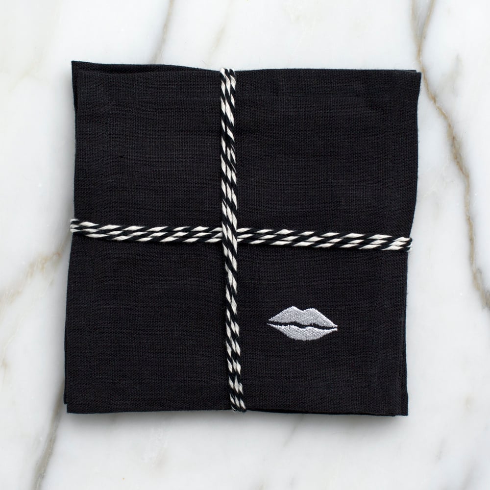 KISS COCKTAIL NAPKINS - BLACK