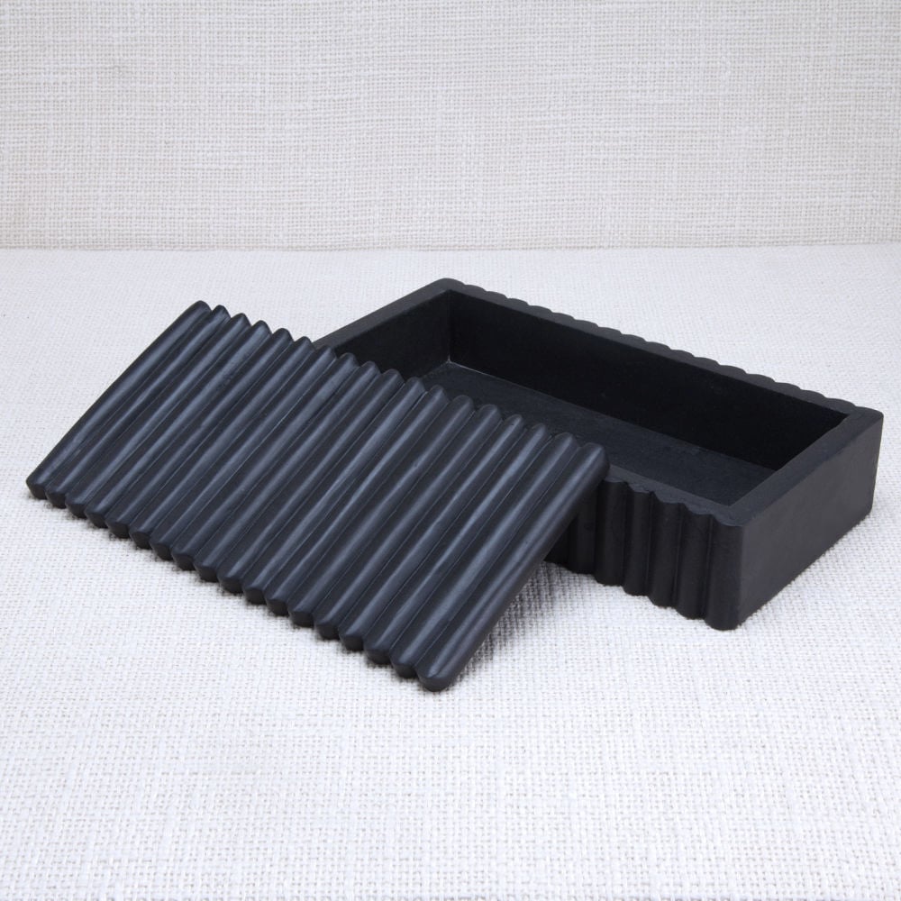 LAUREL RIBBED BOX RECTANGULAR - BLACK