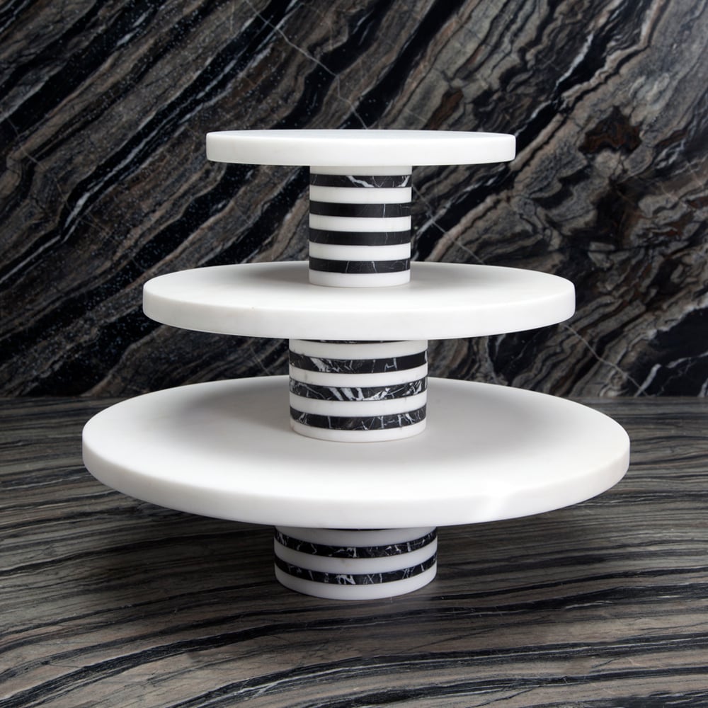 MELANGE SMALL ENTERTAINING PLATE - WHITE/BLACK