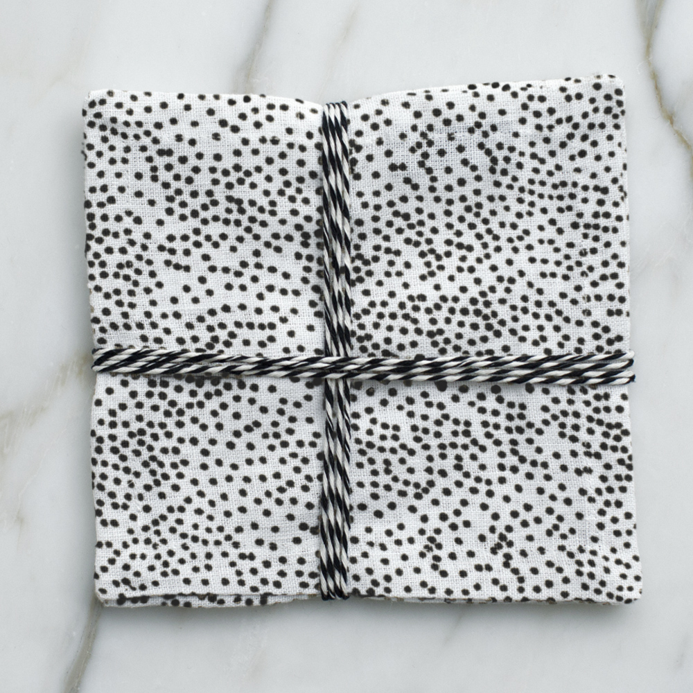 DOTS COCKTAIL NAPKINS - BLACK