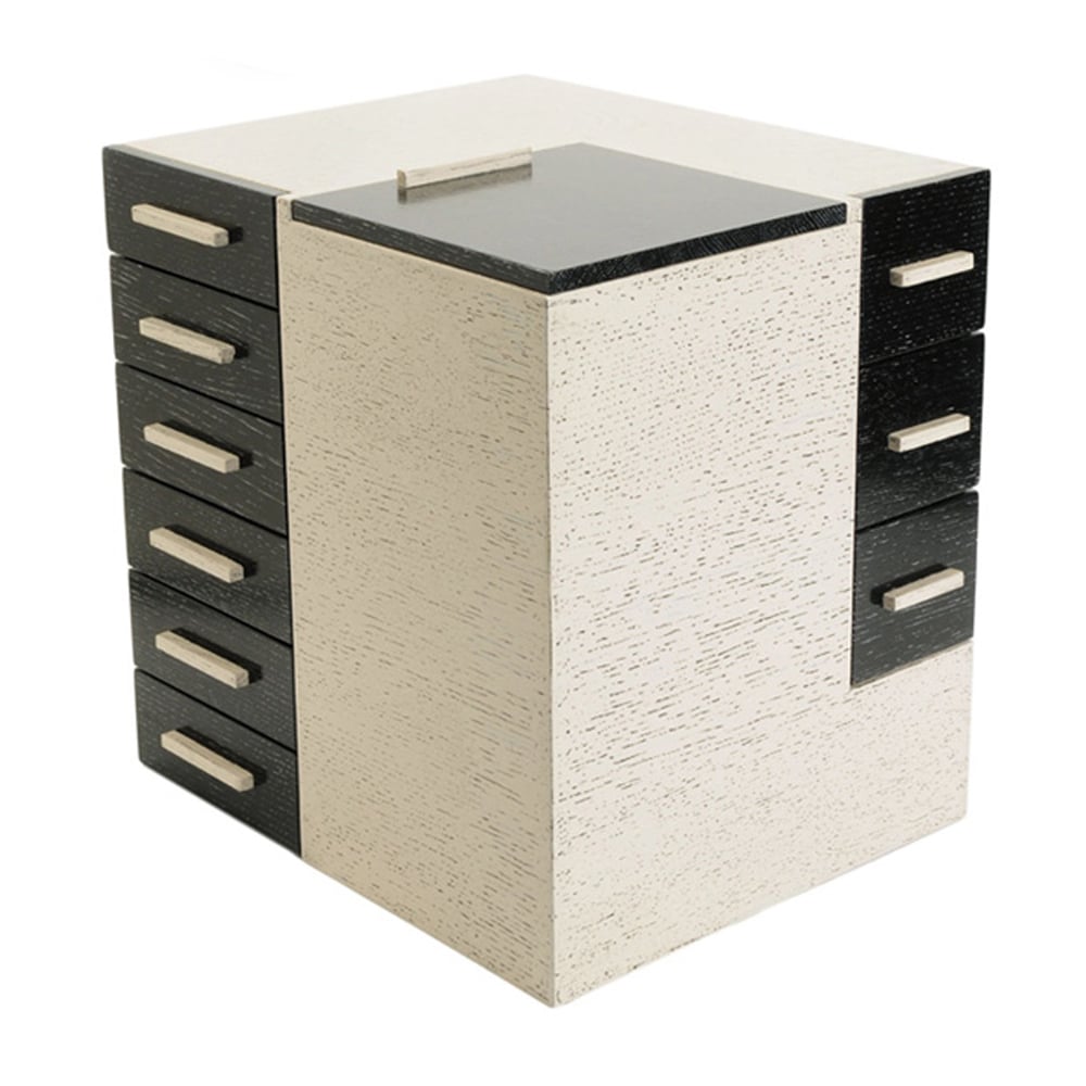 HANDCRAFTED WHITE OAK CERUSED JEWELRY BOX  image number 0