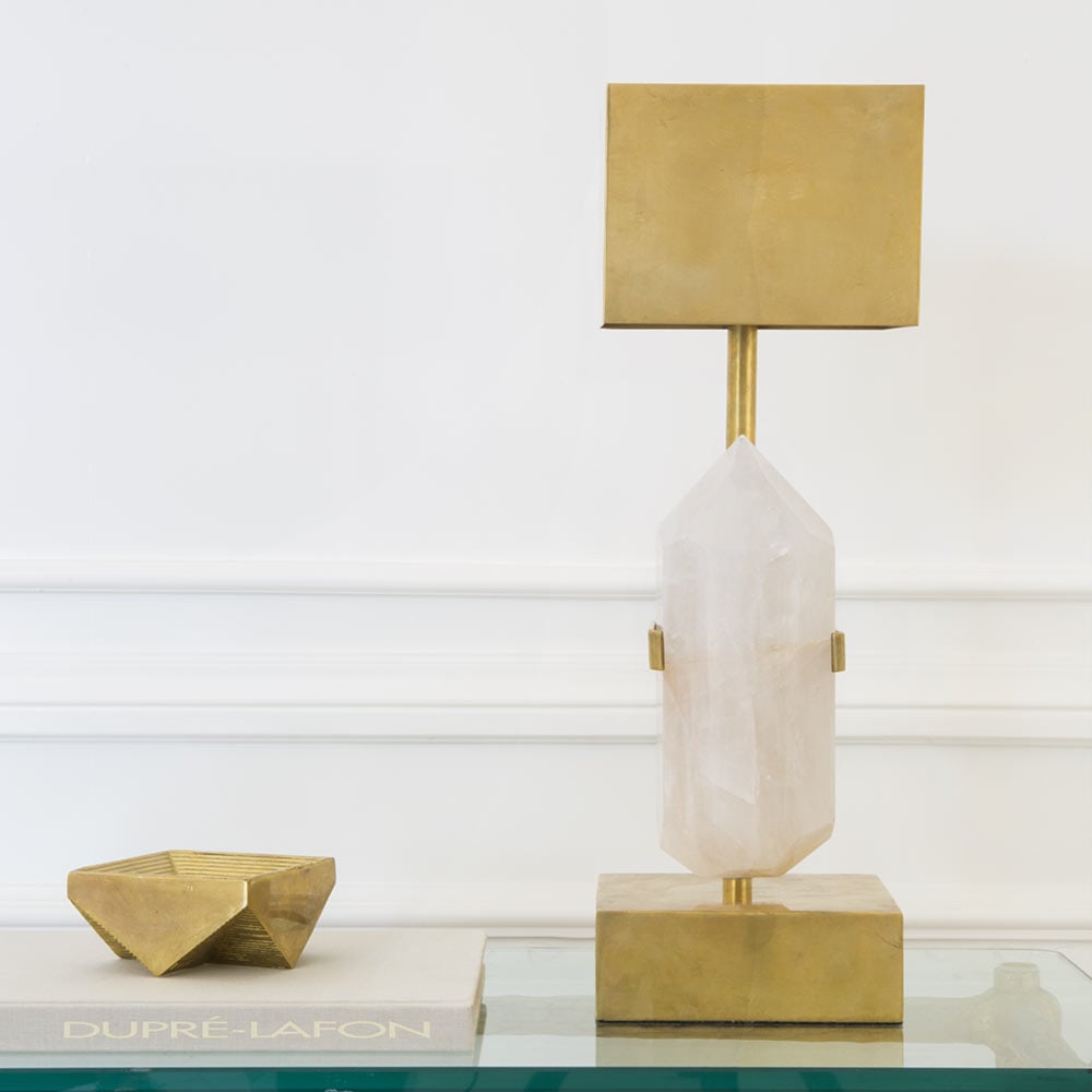 HALCYON DESK LAMP - QUARTZ w/ BRASS image number 0
