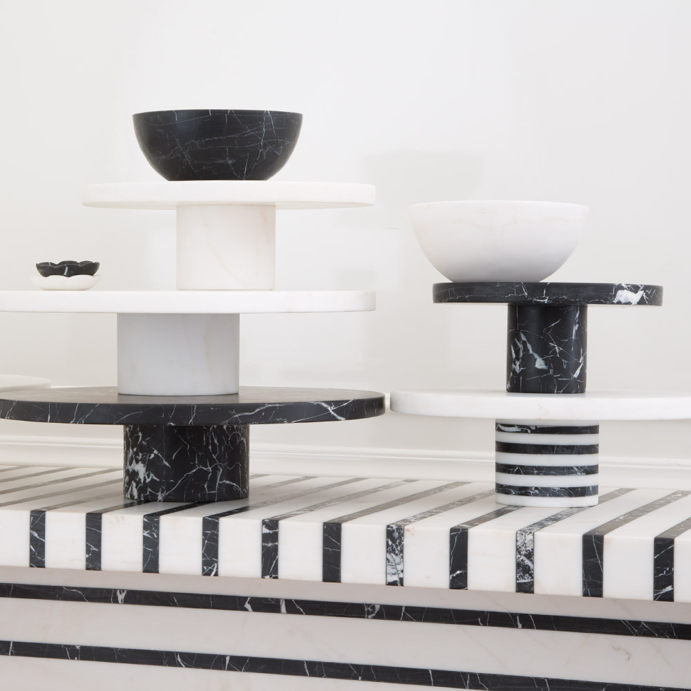 MELANGE SMALL ENTERTAINING PLATE - WHITE/BLACK image number 4