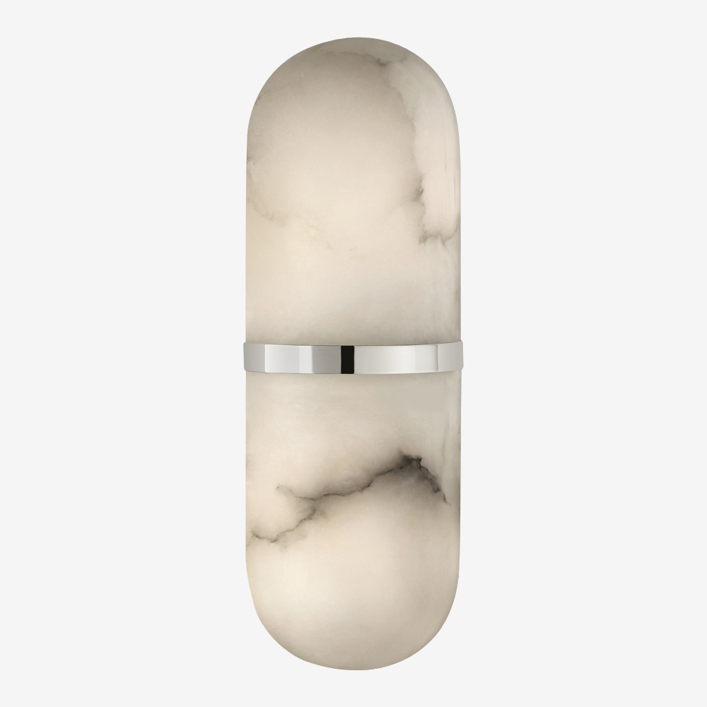 MELANGE PILL FORM SCONCE - POLISH NICKEL w/ ALABASTER image number 0