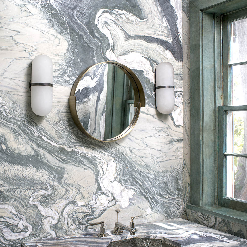 MELANGE PILL FORM SCONCE - BRASS w/ ALABASTER image number 2