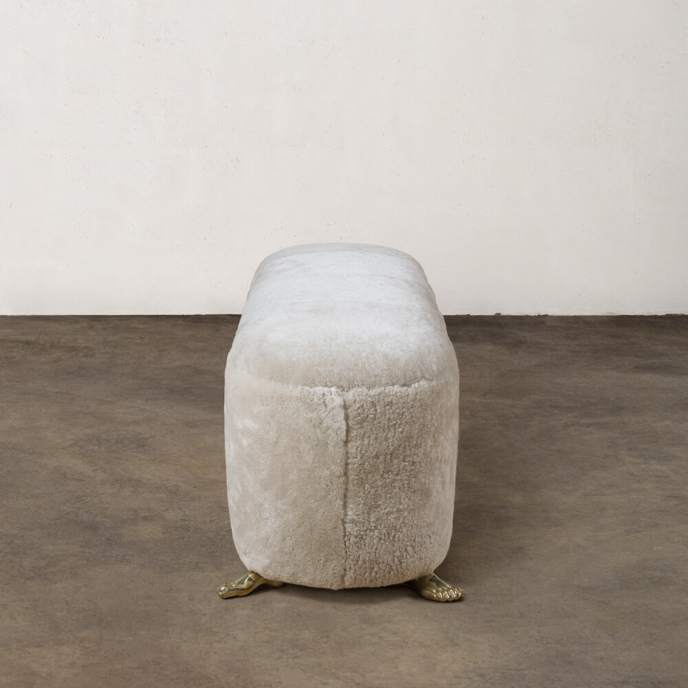 FOOT BENCH - BEIGE SHEARLING image number 2