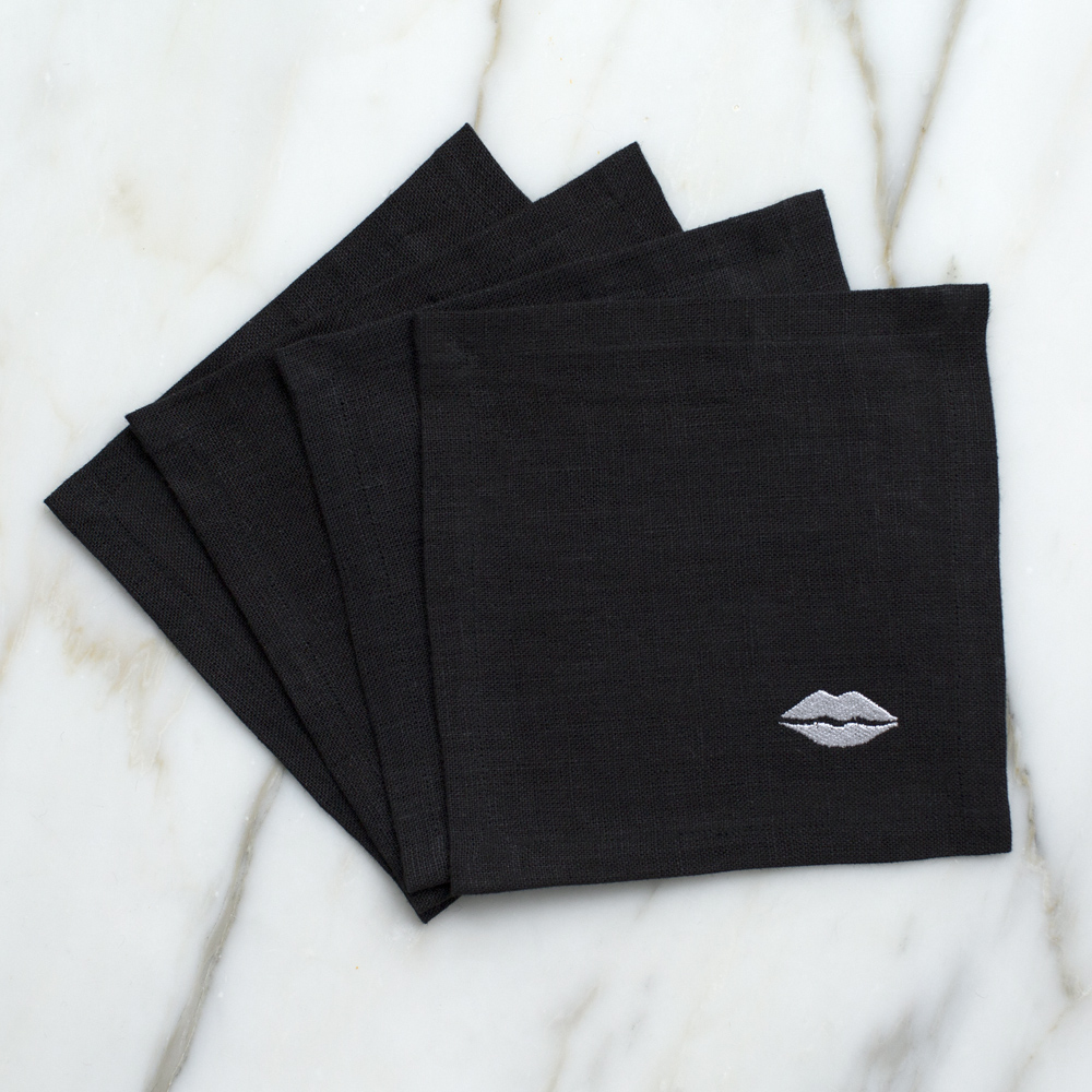 KISS COCKTAIL NAPKINS - BLACK image number 0